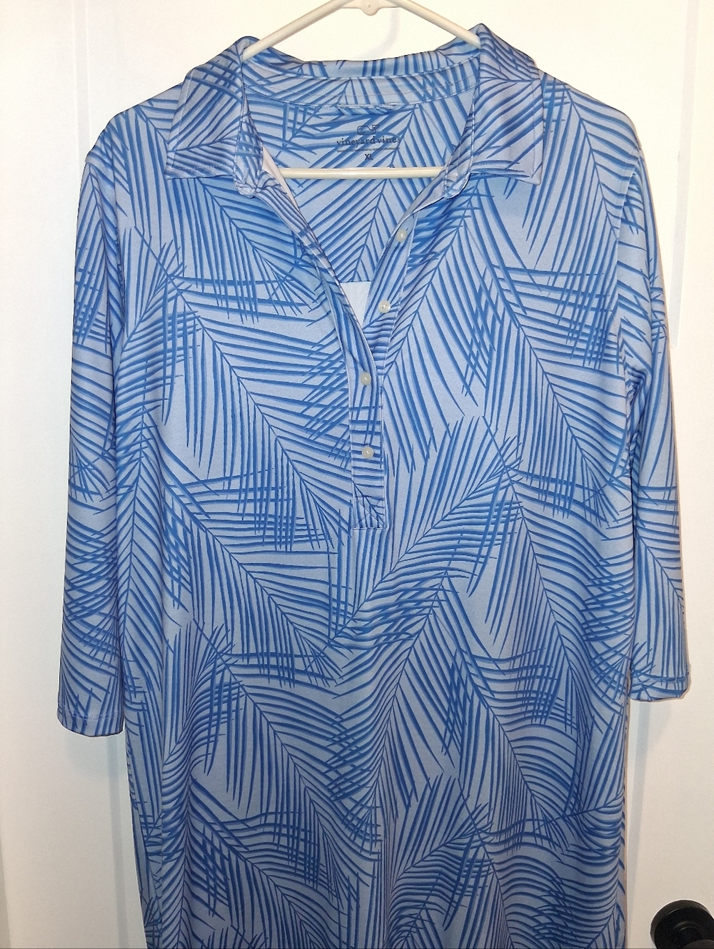 Vineyard Vines Blue Leaf-Print Performance Dress Size XL - Picture 3 of 5